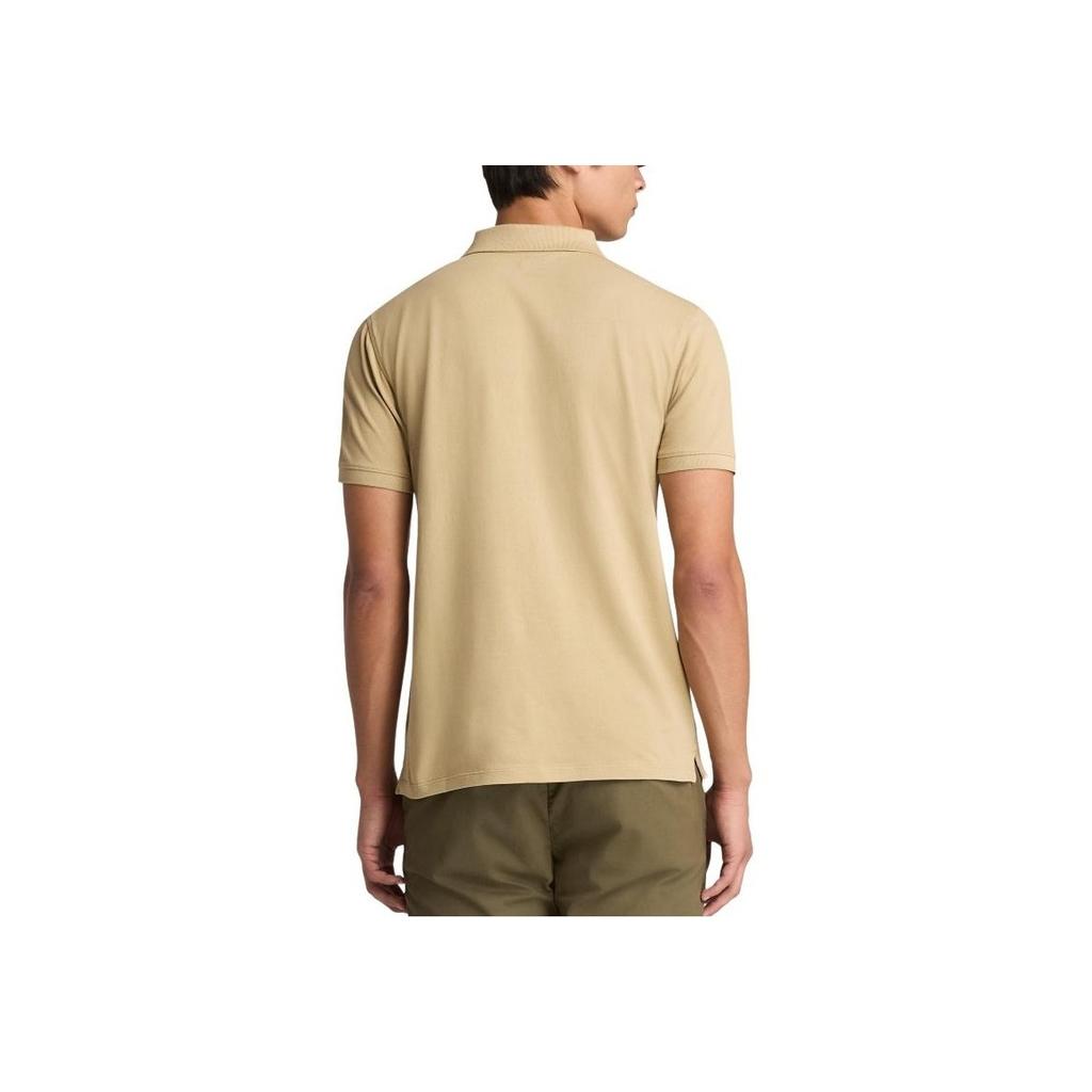 Timberland Cotton Breathable Embroidered Logo Short Sleeve Polo Shirt Men polo shirts Licorice-Yellow A69Z7DH4