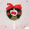 10pcs Christmas Cake Decoration Card Grass Circle Leaves Sika Deer Christmas Tree Gift Package Birthday Baking Dessert Counter Flag