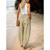 Women's Fashion Casual Solid Color Print High Waist Trousers Pants & Capris