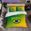 Brazil Football Pattern 3 Pieces Bedding Set Soft Microfiber Duvet Cover with Pillow Cases for Bedroom