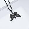 Vintage Archangel Double Wing Cross Necklace for Men Punk Hip Hop Style Stainless Steel