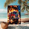 Ultra-Soft Beach Towel with Fire Truck Theme,Ideal for Pool - Camping, Diving - Perfect Travel Essential, Vibrant Beach Towel.