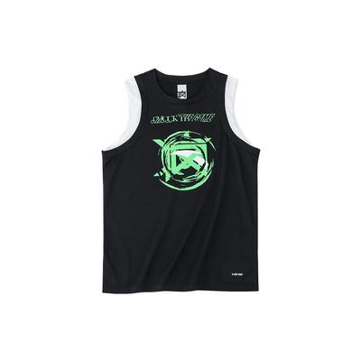 Letter Print Round Neck Sleeveless Basketball Jersey Men Tops Black 152231207-3