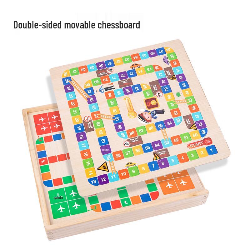 Brangdy Pine Wood 2-in-1 Multi-Game Set