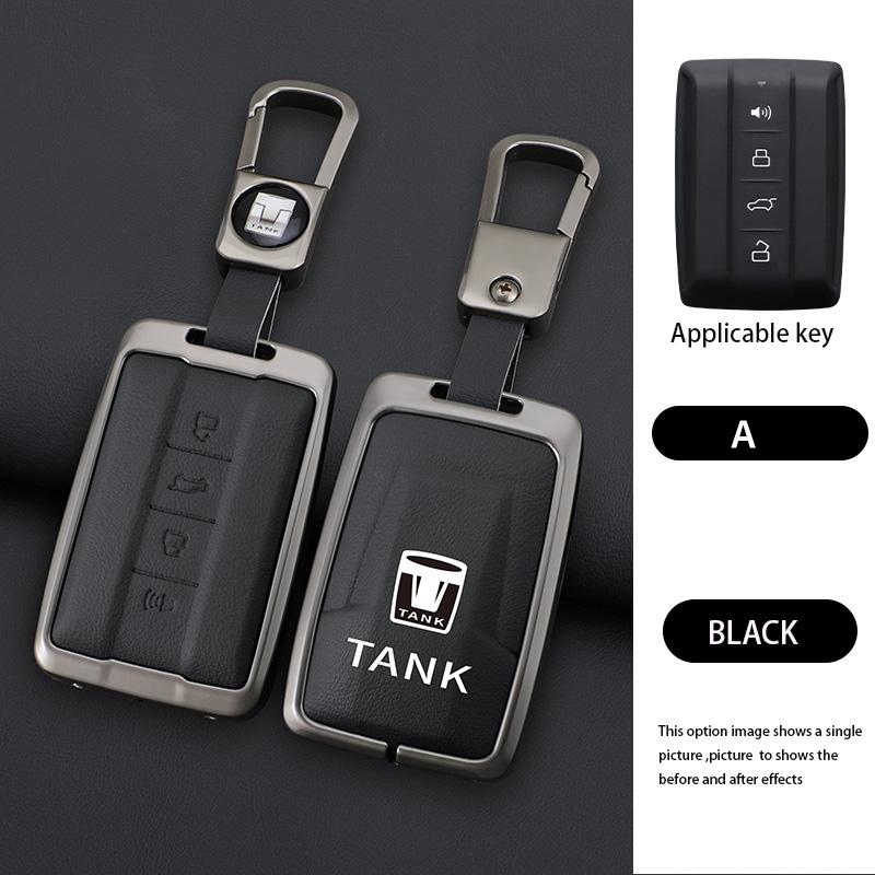 

For Great Wall GWM WEY TANK 300 500 Tank300 Tank500 Remote Holder Accessories new Zinc Alloy Leather Key Cover Case Set