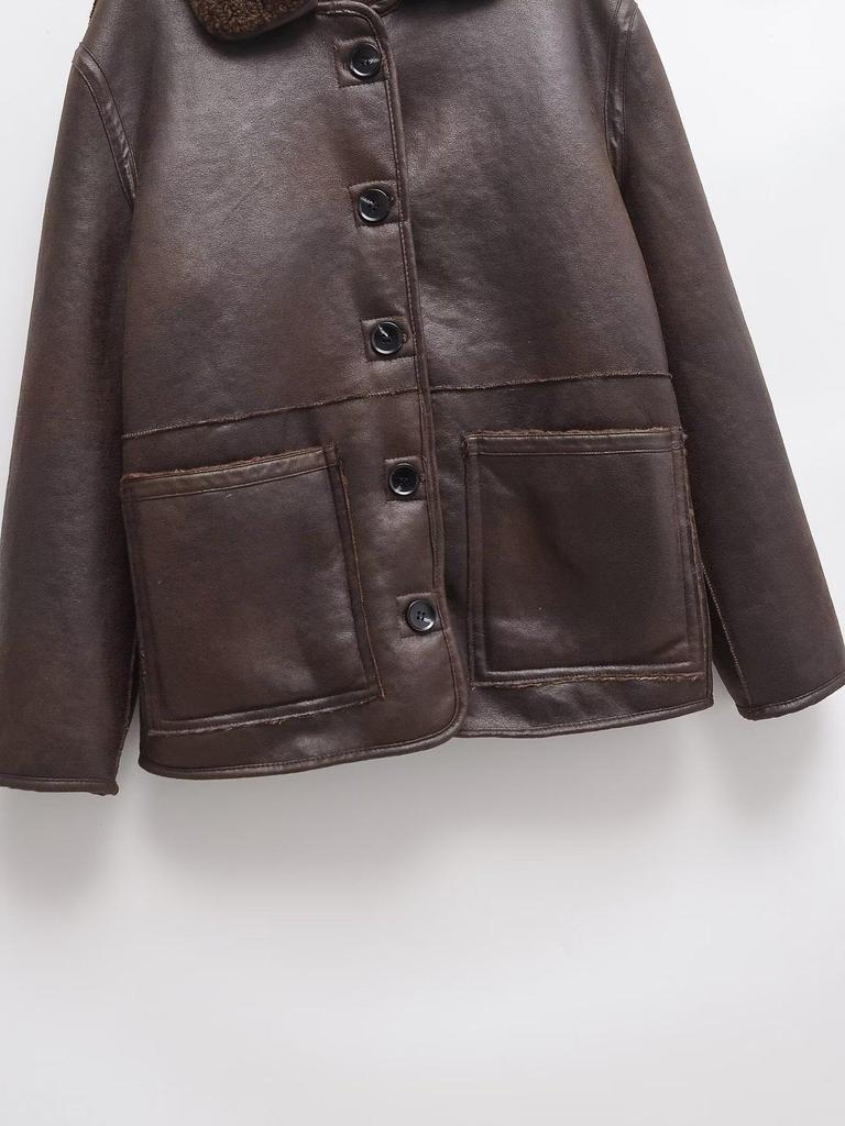 2024 Women's Reversible Double-Sided Faux Leather Coat