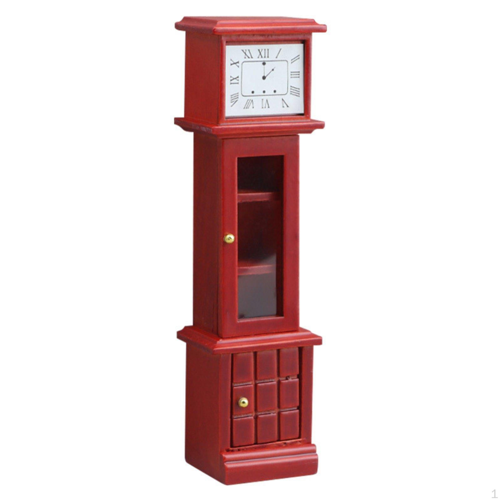 Miniature Standing Clock 1:12 Scale Floor Model Wooden Dollhouse Furniture