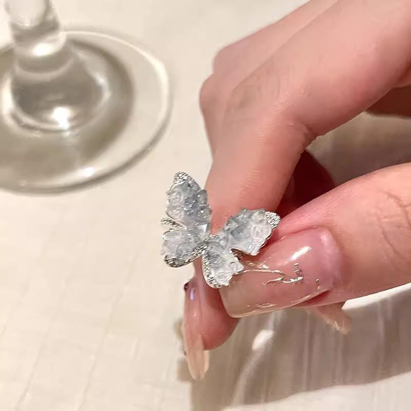 Design Luxury Blue Crystal Butterfly Pendant Necklace for Women Girls Exquisite Ring Temperament Pretty Gift Fashion Jewelry Set