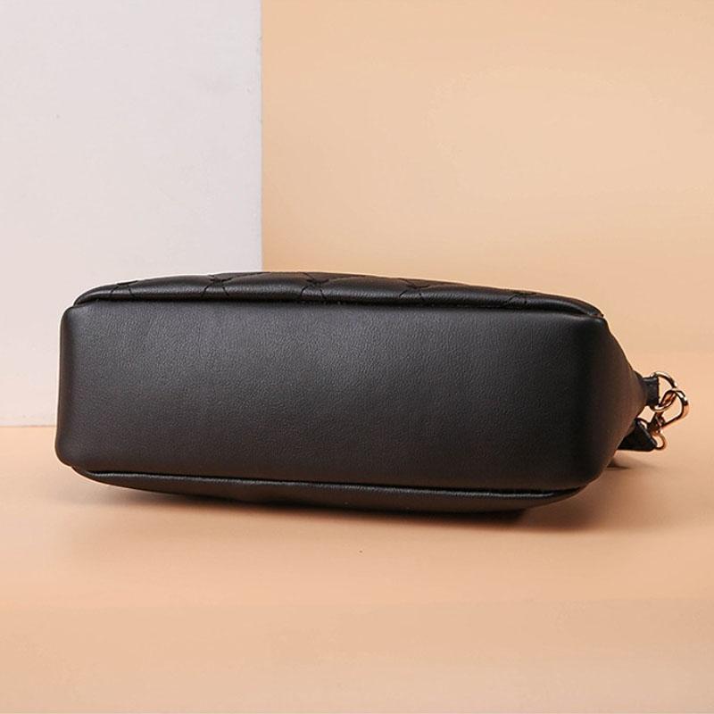 Nieuwe Eenvoudige Schoudertassen voor Dames Borduurwerk Hart Crossbody Portemonnee Vrouwelijke Leer Zwarte Handtas Kleine Messenger Bag