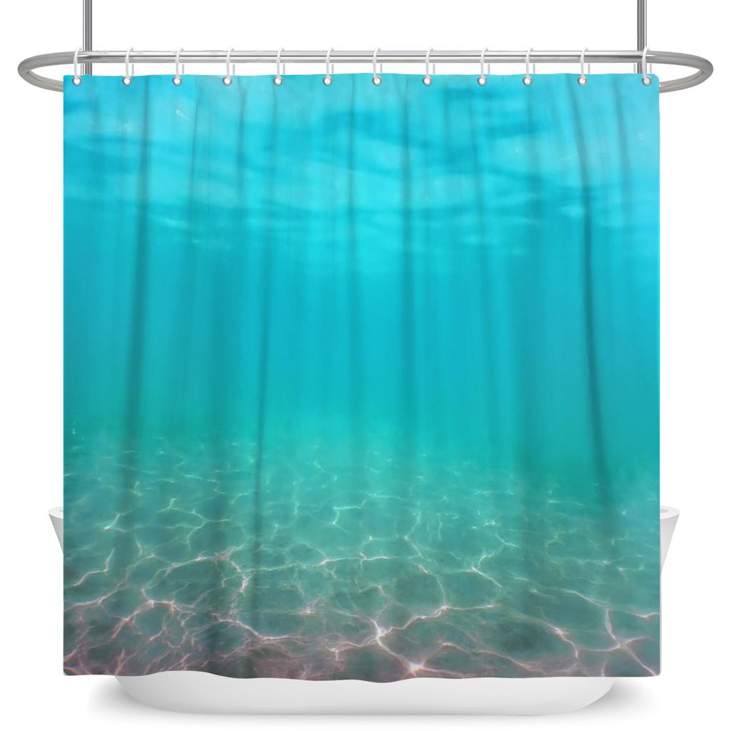 Tropical Starfish Shower Curtain with Hooks Waterproof Polyester Bathroom Curtain Ocean Beach Design Easy Clean Bathtub Curtains
