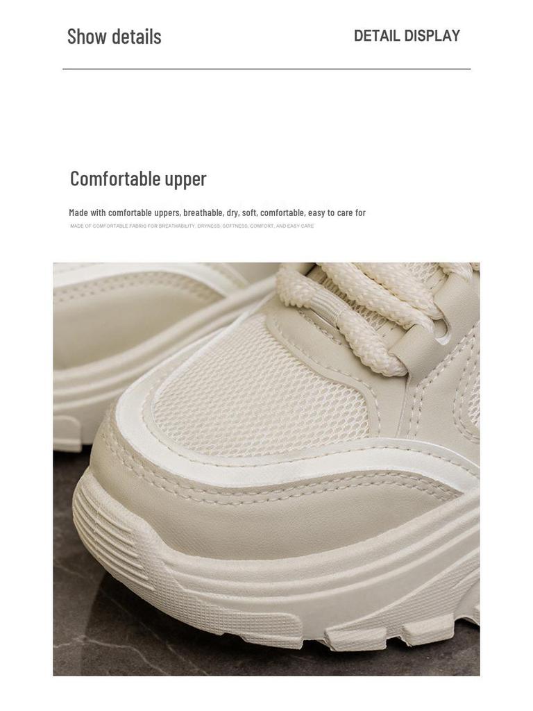 2025 Spring Women's Breathable Mesh Korean Style Thick-Soled Casual Fashion Sneakers