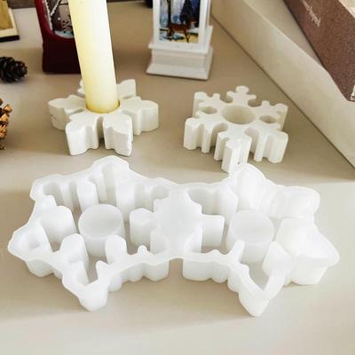 Christmas Snowflake Candlestick Mold Christmas Mold Snowflake Candlestick Plaster Mold Tealight Holder Terrazzo Resin Mold