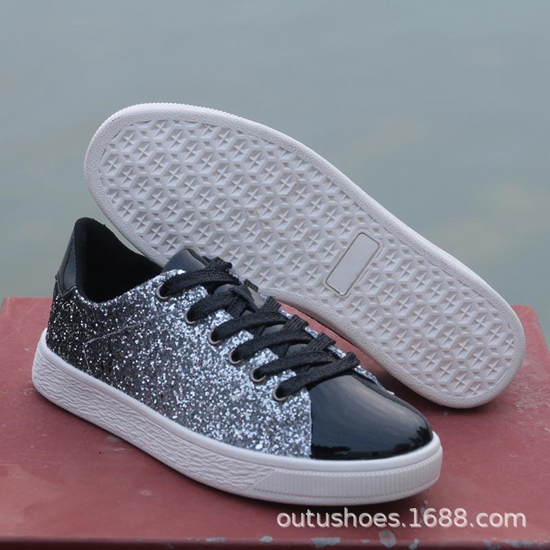 Large size street shot board shoes spring and autumn color sequins casual low-top single shoes