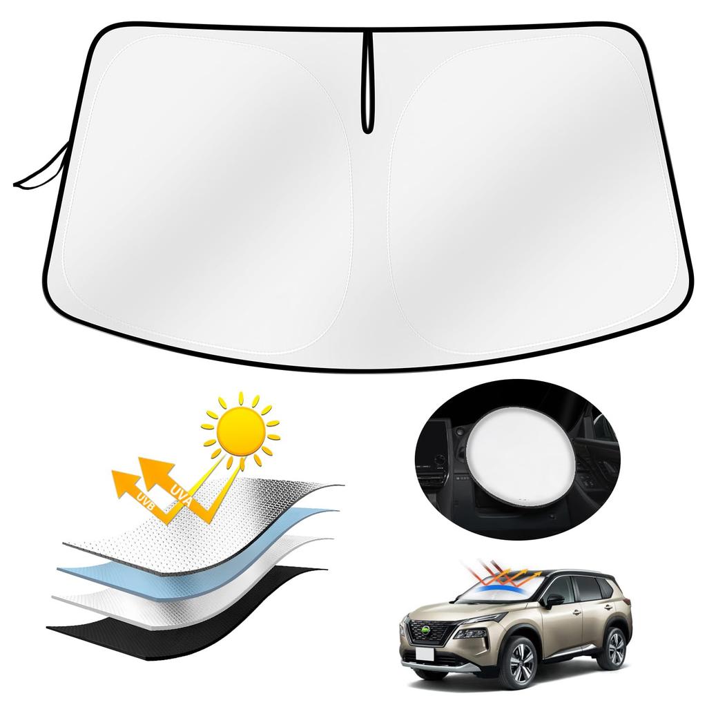 AUTO SPEC Nissan New T33 Front Blackout Front Sunshade for T33 SNT33 July 2022 UV Heat Easy Installation and Foldable Sunshade with Storage Bag with