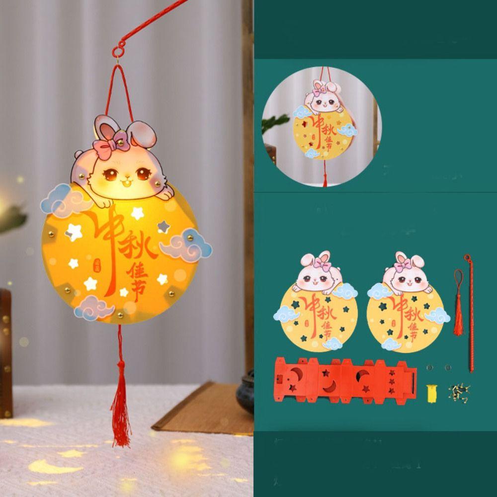 Chinese Handheld Rabbit  Lantern Handmade Light-Up Bunny Lantern  Mid-Autumn Festival