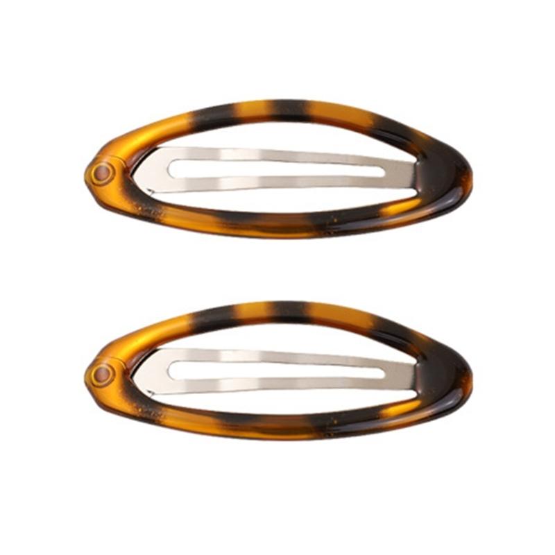 

Set of 2 Trendy Animal Pattern Hair Ornaments Traditional Oval Metallic Barrettes for Women Girls