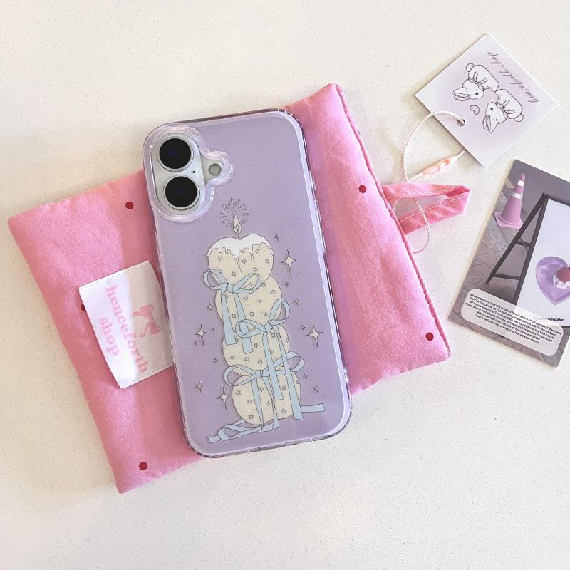 

Purple Cake Candle Compatible iPhone 14/15/16/17 Pro Max Protective Chain Case iPhone 16 Pro Max