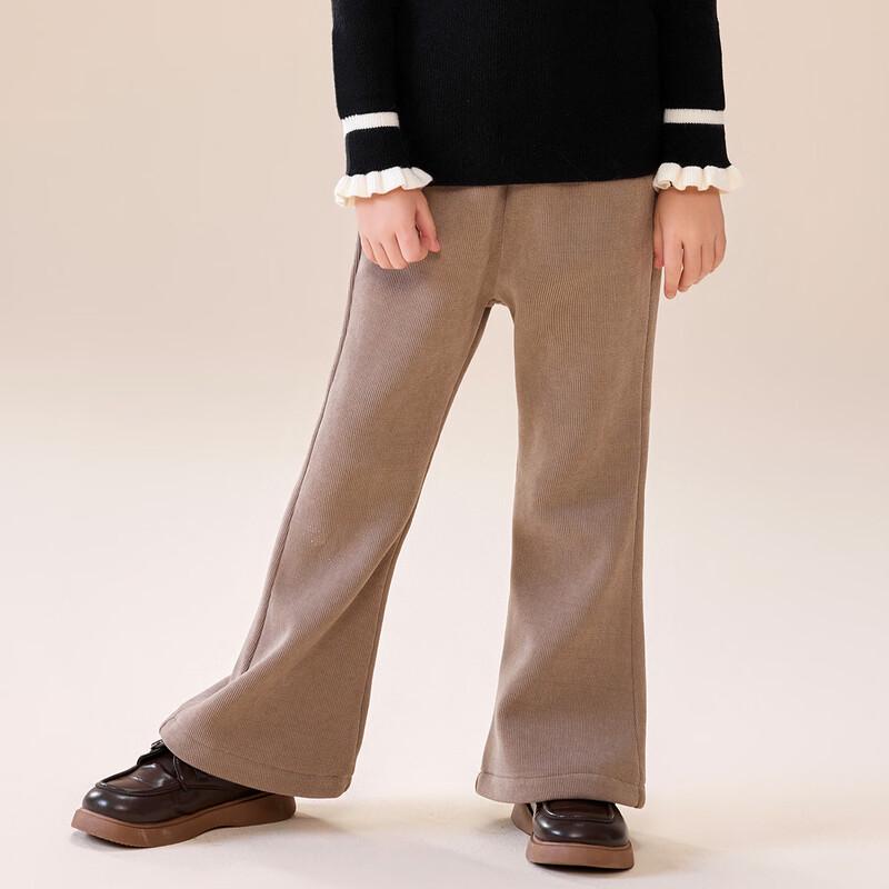 Huatiancai Girls  Striped Fleece-Lined Wide-Leg Pants 120