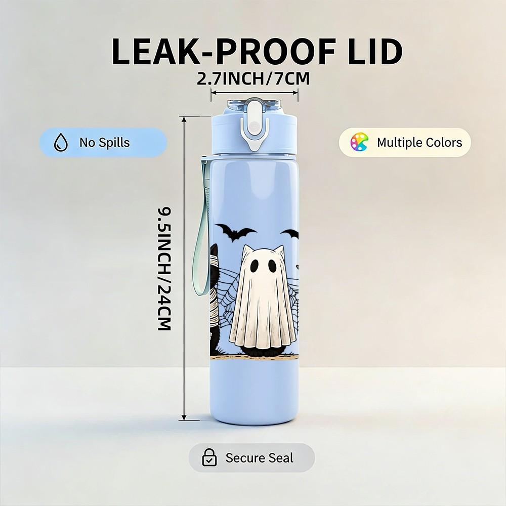 1PC Three Ghost Wizard 750ml Color Plastic Sports Water Bottle Leakproof Flip Straw Lid Suitable for Sports Office Home Use
