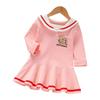 Stylish Long-Sleeved Spring/Autumn Academy Dress & Summer Pleated Short-Sleeved Navy Princess Skirt for Girls