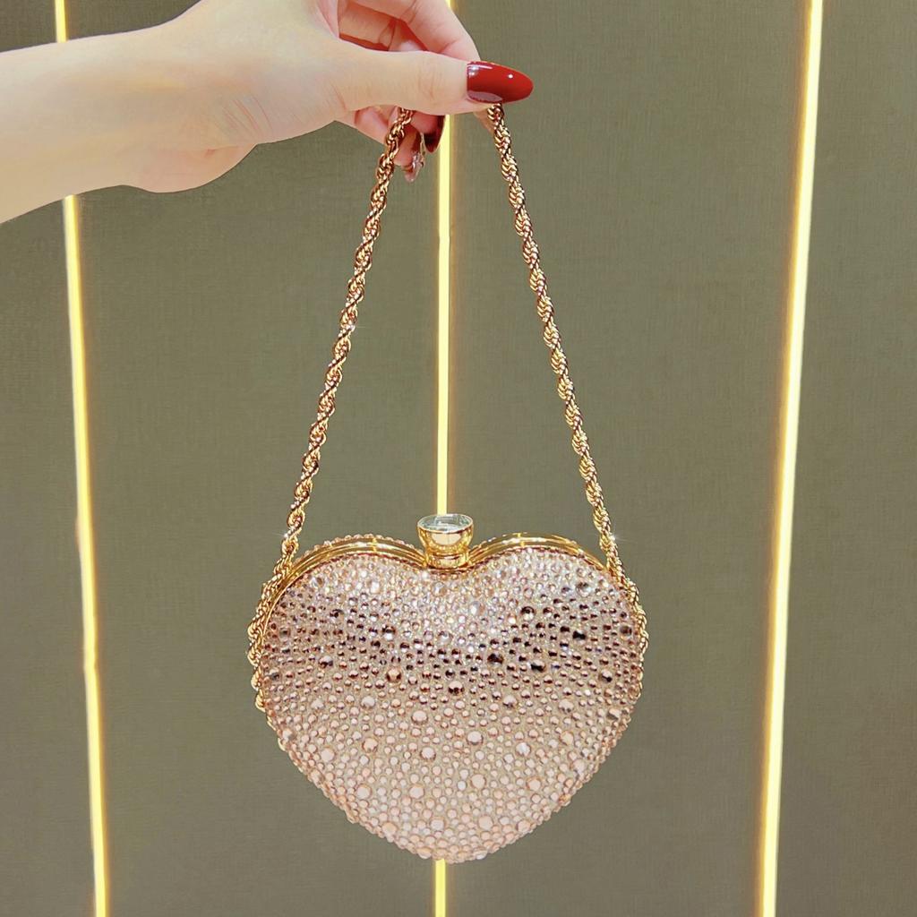 Handheld Small Bag - Heart-shaped Small Bag - Fashionable and Exquisite Chain Strap Cross-body Small Bag