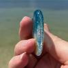 Blue Pocket Heart Stone with Card Meditation Balancing Stone  Stress Support