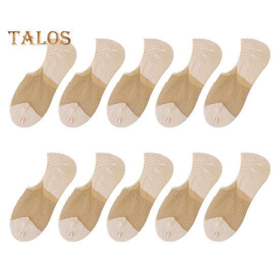 

10 пар женских блестящих носков-лодочек, невидимые прозрачные шелковистые носки, прозрачные, блестящие, ультратонкие носки для весны и лета бежевый