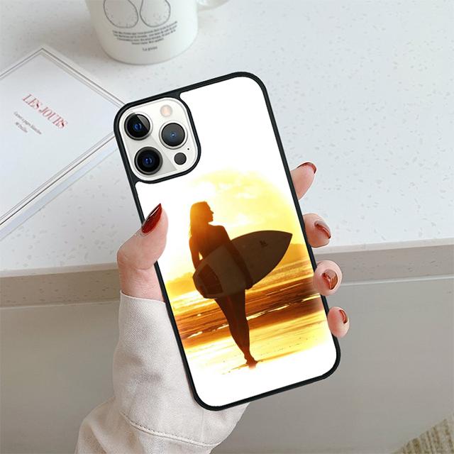 HAWAII BEACH SURF GIRL SURFING ART Phone Case For iPhone 17 Air 14 15 16 13 12 Cover For Apple Pro Max Plus