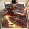 Iron Man Poster Warm Flannel Blanket, Printed for Bed Sofa Chair, Ideal for Picnic Travel Home -HYQ38