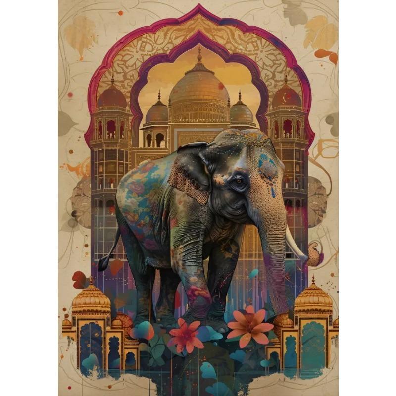 Indian Animals Elephant Tiger Peacock Nature Posters and Prints Canvas Printing Wall Art Picture for Living Room Home Decor Gift