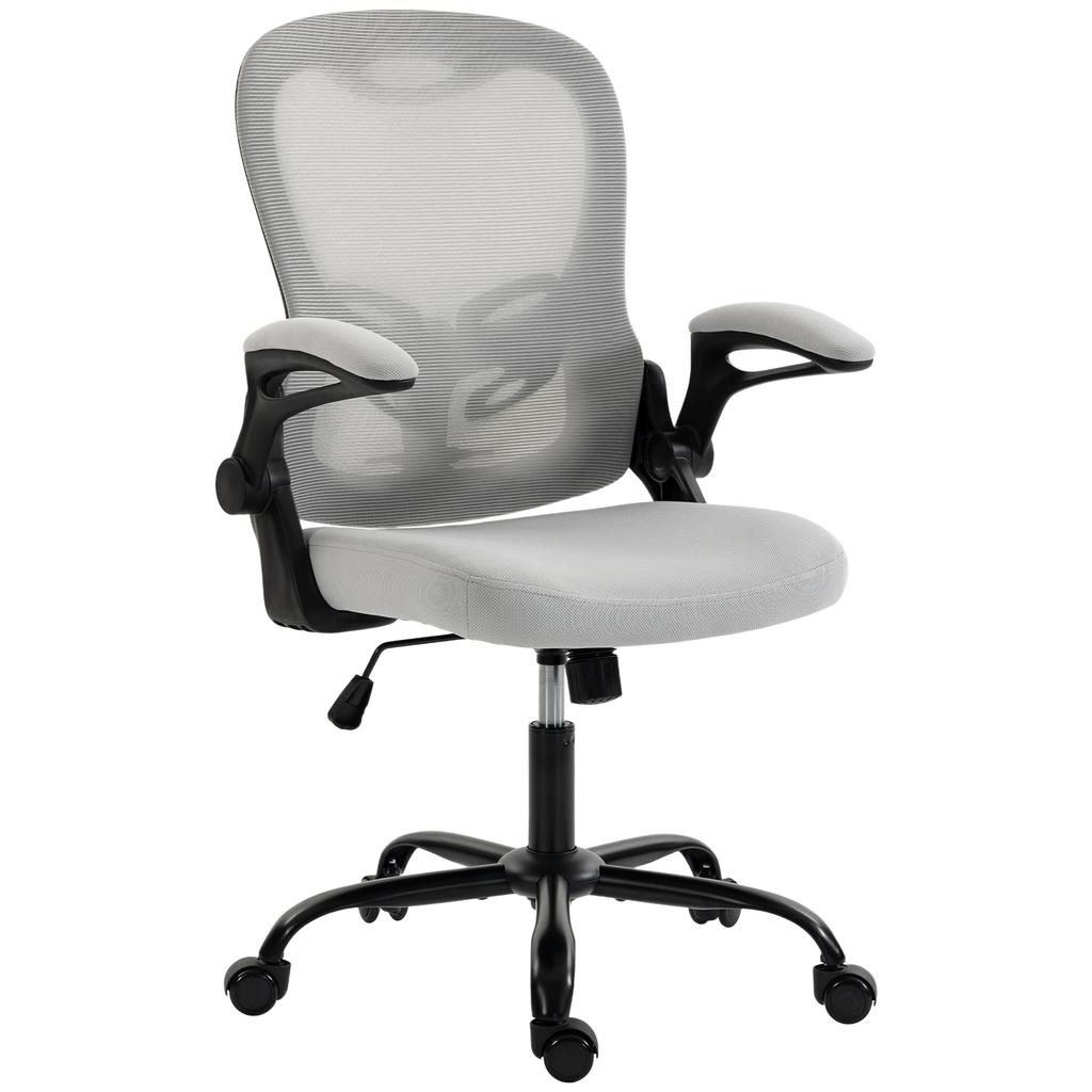 Ergonomic Office Chair, Mesh, Flip-Up Armrests, Adjustable Height, Rocking Function, Gray