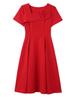 2026 Elegant Red French Short-Sleeve Slimming Plus Size Women's Dress