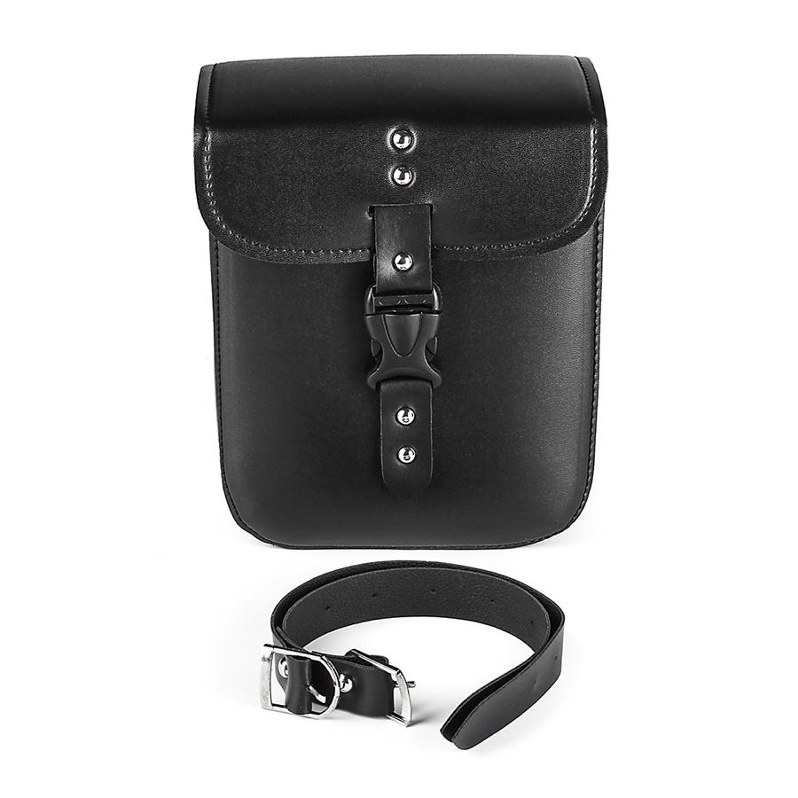 1 X Black Universal PU Leather Motorcycle ATV Side Storage Saddle Bag With Strap