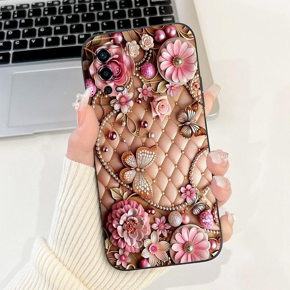 For Oppo A55 4G Case CPH2325 Silicone Cute Cat Fashion Butterfly Flowers Love Painted Cover For Oppo A55 4G Phone Case