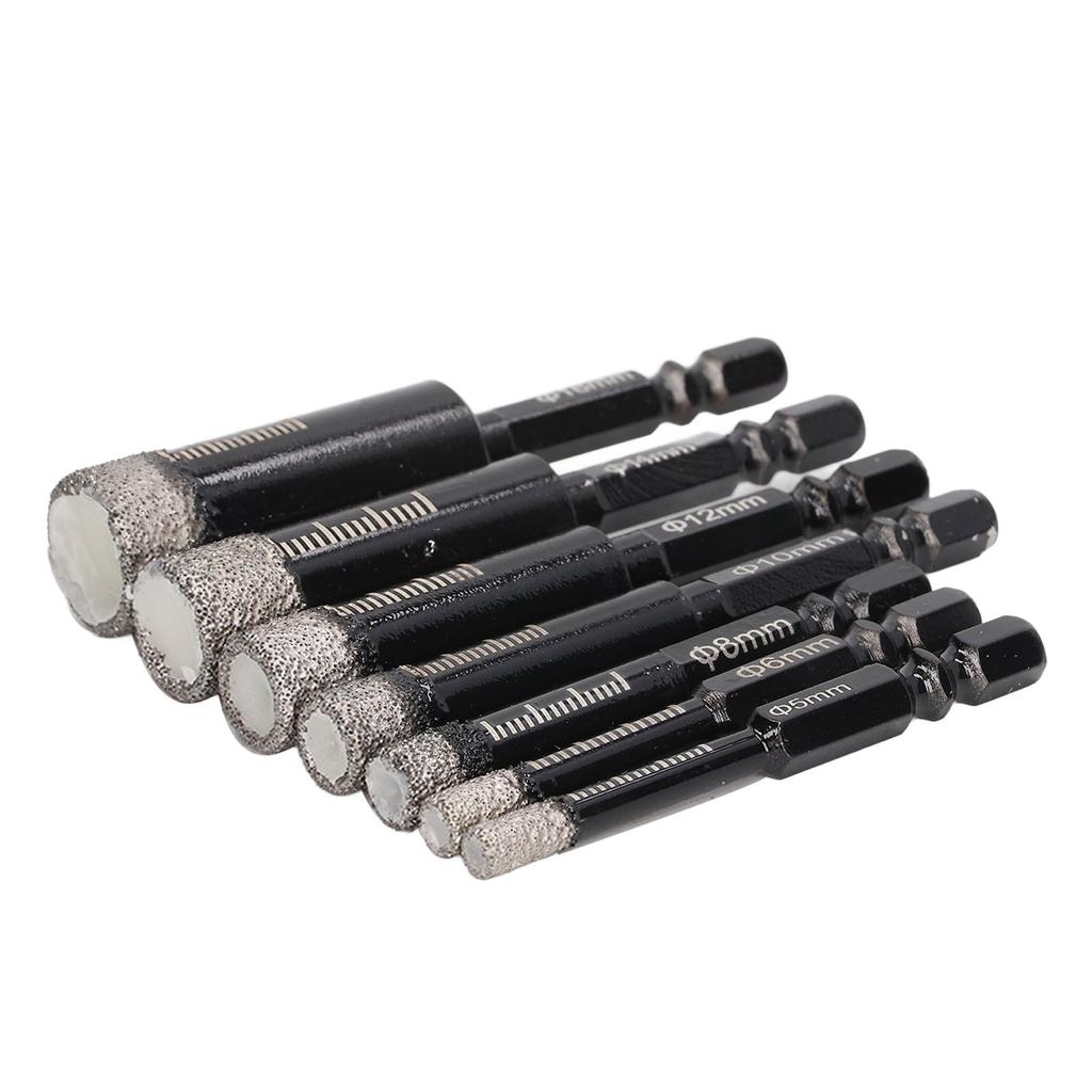7 Pcs Diamond Drill Bits Wet and Dry Use Brazing Core Drill Bit Hex Shank Diamond Hole Saw Kit for