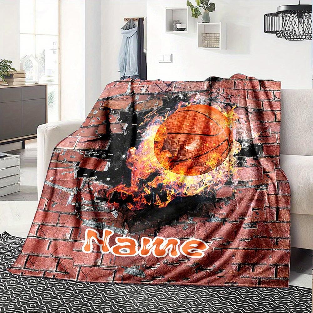 Basketballthemed Home Customize Your Name Blankets Comfortable Soft Lightweight Allseason Multipurpose Blanket For Picnics Sofas Offices Beds Living