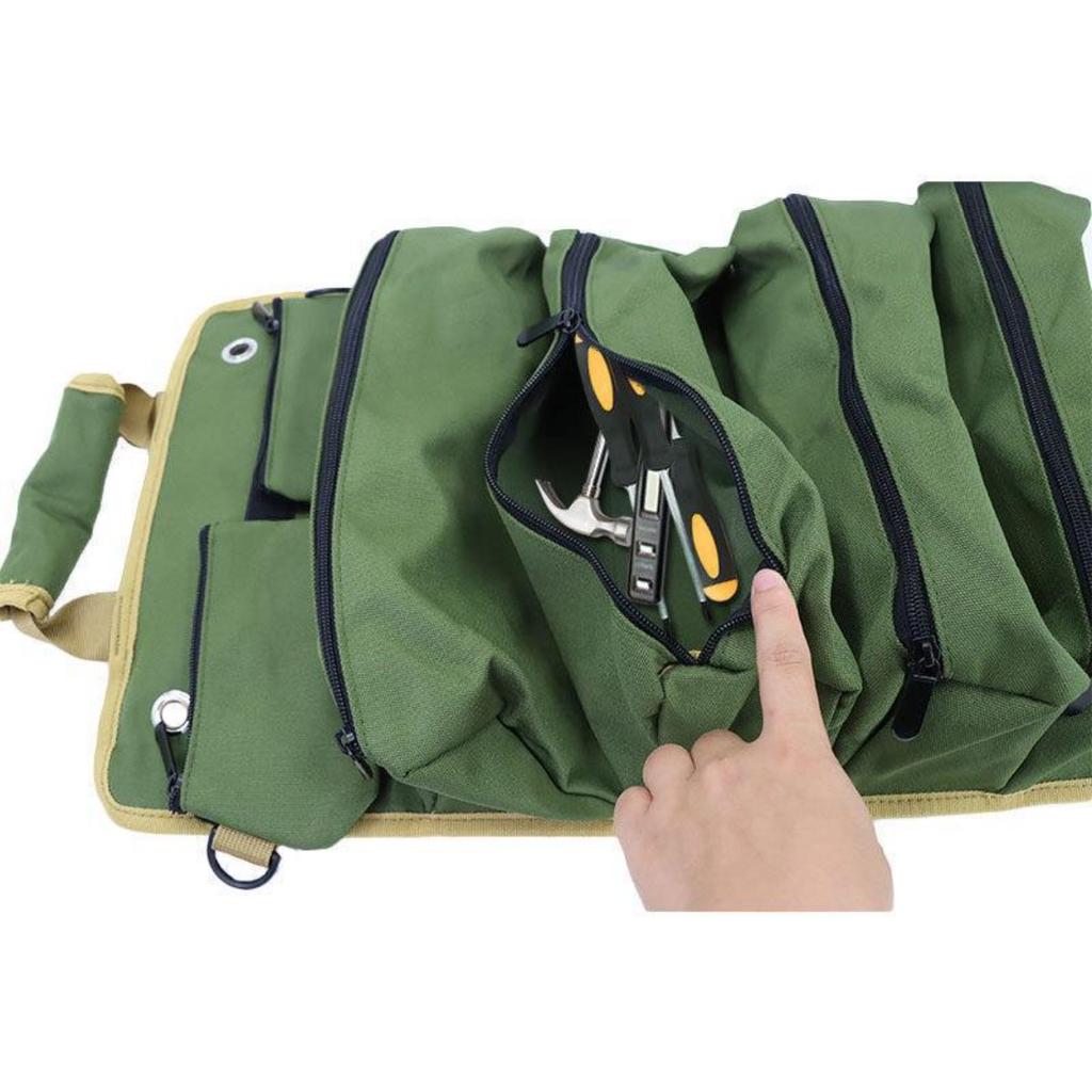 Portable High-Density Oxford Tool Roll - Unfolded: 50×32cm / Rolled: 32.5×12cm