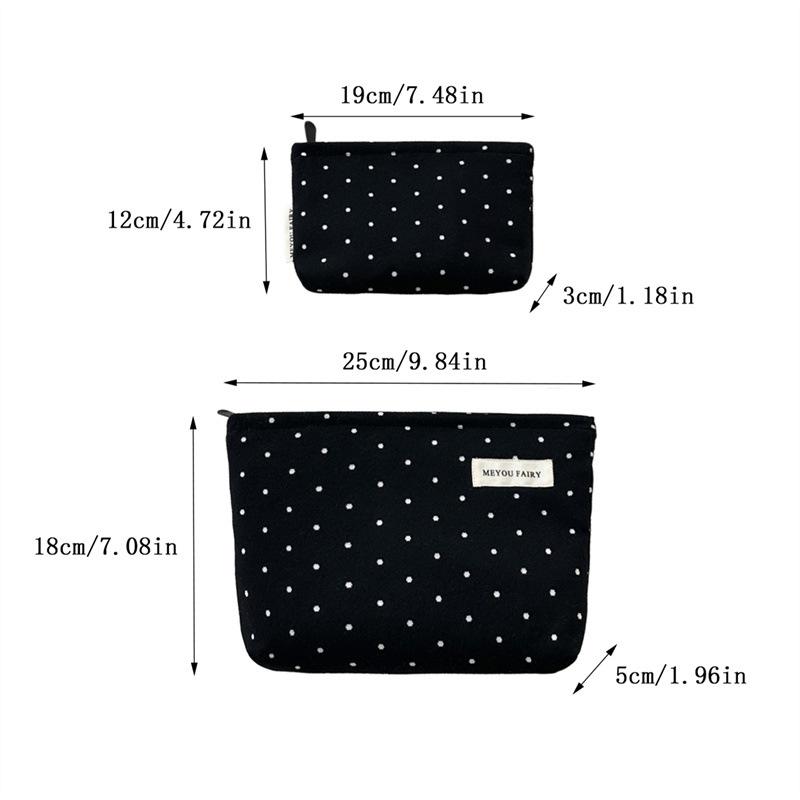 Large Capacity Jacquard Polka Dot Makeup Bag for Women, Fashion Travel Toiletry Pouch, Elegant Cute Cosmetic Organizer