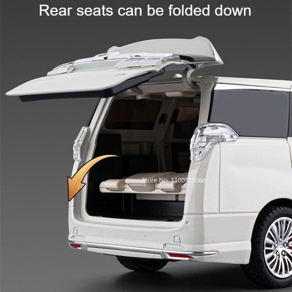 1:18 Vellfire Alphard Miniature Model Cars Toys Alloy Diecast with Light Music Vehicles Wheel Steering MPV for Boys' Edutainment