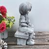 Girl And Boy Garden Statue Kids First Kiss Decorative Sculpture Outdoor Resin Waterproof Ornament for Yard Patio Flower Bed