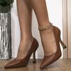 Foreign trade hot-selling European and American new brown pointed high-heeled single shoes