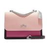 Klare 22 Silver Logo Flap Chain Cross Pattern Internal Zipper Leather Square Bag Handle Crossbody Shoulder Bag Women's Pink