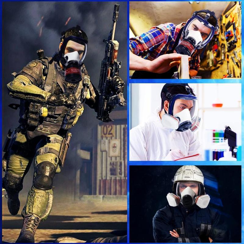 Respirator pentru față completă Mască de gaze Canistră filtru carbon activ 40 mm Potrivit pentru fumuri Chimic, vopsea spray, tactic-supraviețuire