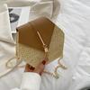 Women'S Bag Woven Hexagonal Bag Solid Color Single Shoulder Crossbody Bag Straw Bag Tassel Chain Crossbody Bag Quality