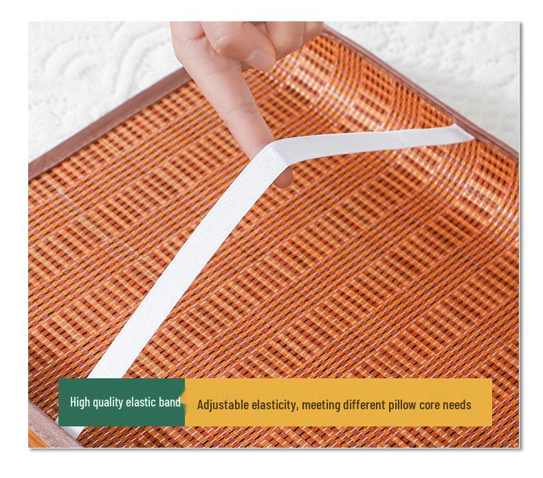 Cooling Bamboo Summer Pillowcase - Ice Silk & Rattan Mat for Adults