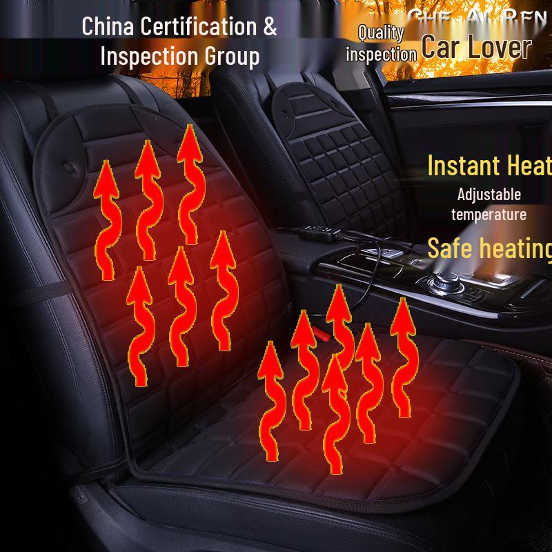Plaid Heated Car Seat Cushion for All Seasons - Single Seat Interior Accessory.