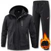 Herbst Handwerksanzug Herren Plus Samt Verdickt Winddicht Wasserdicht und Warm Outdoor Bergsteigeranzug Lässiger 2-teiliger Anzug