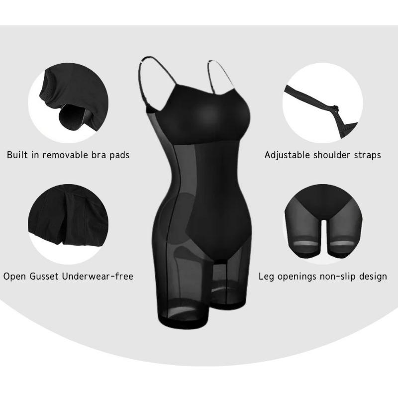Women Modal Spaghetti Strap Light Tummy Control Bodycon Maxi Dress 2 In 1 Shapewear Long Dress