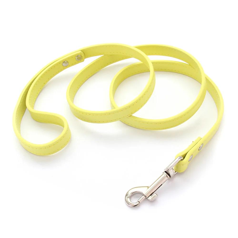 16 Colors Dog Leash Soild Color Leather Pet Walking Training Leads For Small Medium Large Dogs Cat In Collar And Harness 120cm