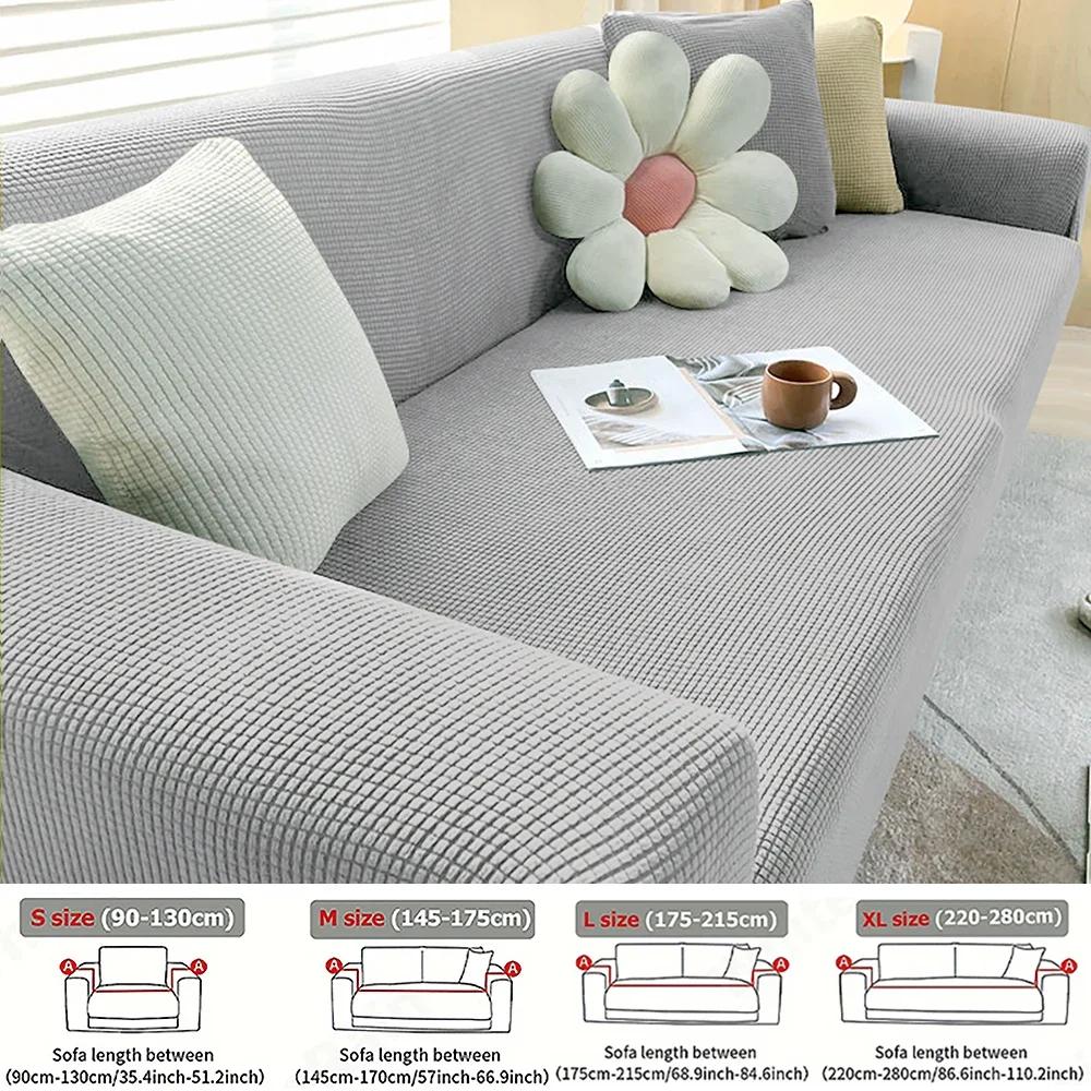 Jacquard Elastische Sofabezug Heimdekoration Stretch Couchhülle für Wohnzimmer Vollabdeckung Sessel Ecke Überwurf S/M/L/XL Größe